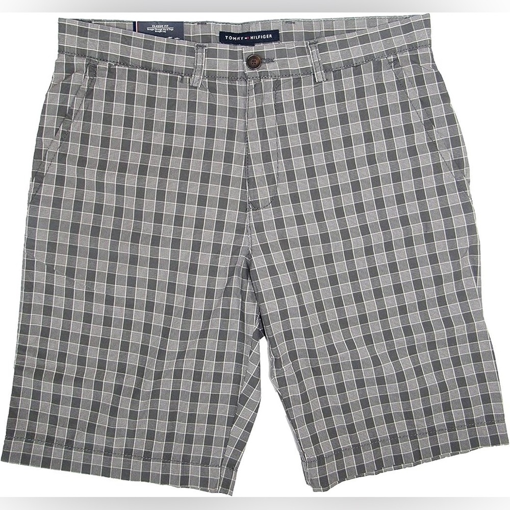 Tommy Hilfiger Men's Flat Front Chino Classic Fit Plaid Shorts